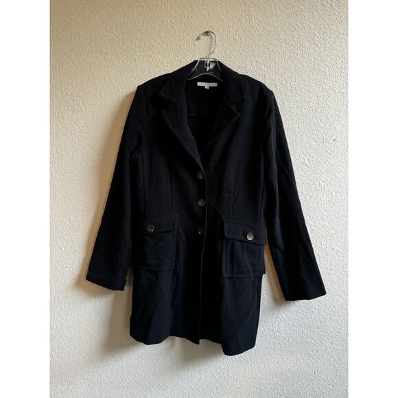 CAbi‎ Black Military Style Long Button Coat Light Weight Black Size 12 - Picture 8 of 8